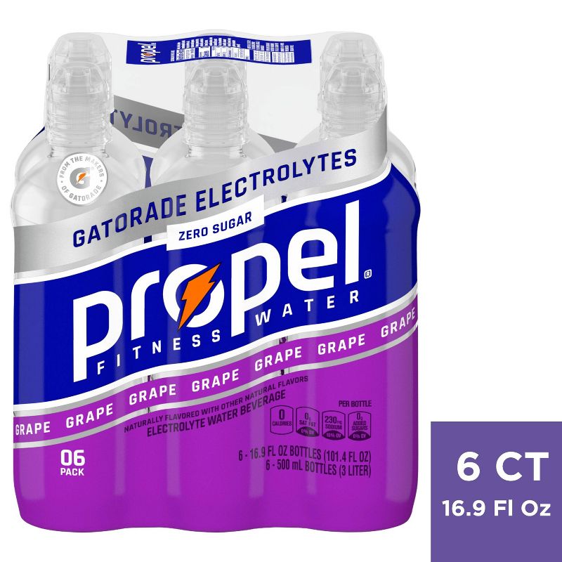 Propel Zero Grape Nutrient Enhanced Water - 6pk/16.9 fl oz Bottles, 1 of 9