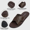 Alpine Swiss Hugo Mens Vegan Leather Slide Sandals Dressy Comfy Indoor Outdoor Shoes Cross Strap Design for Casual Elevated Wear Anti-Slip Flip Flops - 2 of 4