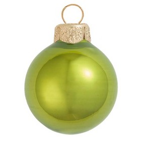 Northlight Small Pearl Finish Glass Christmas Ball Ornaments - 2" (50mm) - Kiwi - 28ct - 1 of 3