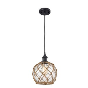Farmhouse Rope - 1 Light Cord Hung Mini Pendant In Industrial Style-10 Inches Tall and 8 Inches Wide - 1 of 1