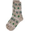 Memoi Women's Fair Isle Cat Holiday Crew Socks Oatmeal Heather 9-11 - 3 of 3