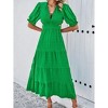 BLUEMING Womens Dress Back Tie Cutout V Neck Dress High Wasit Dress Short Lantern Sleeve Belted Tiered Dress - 2 of 4