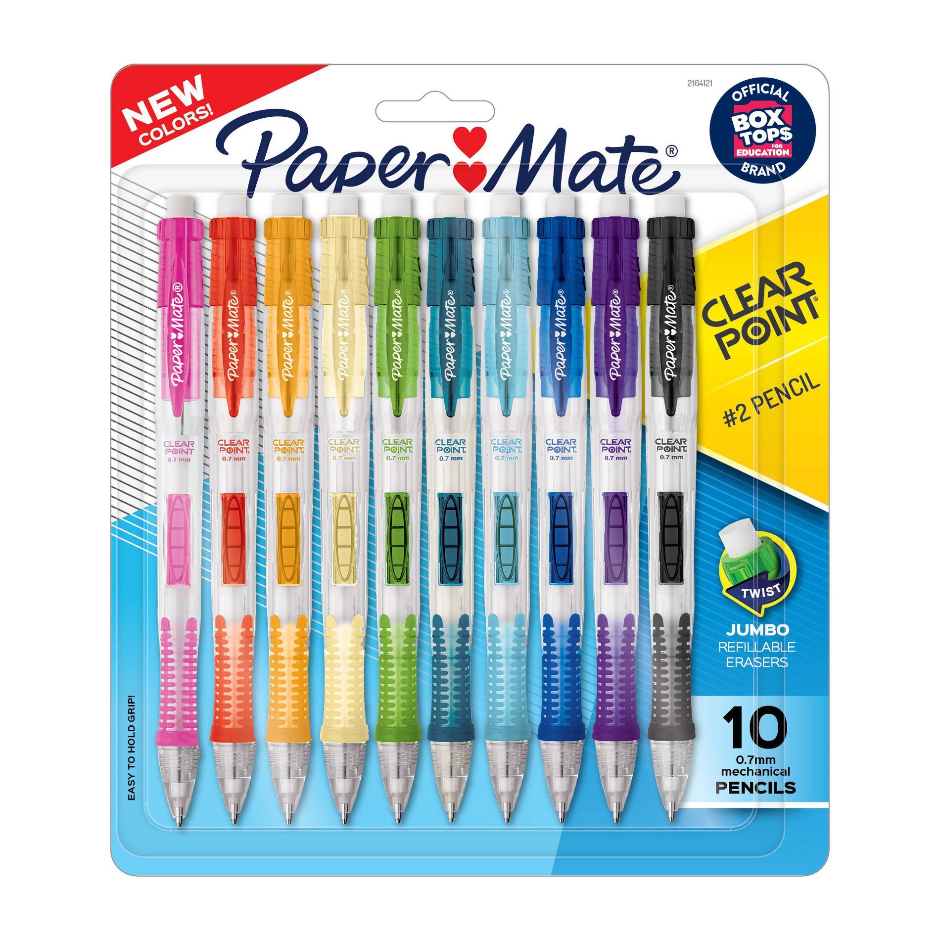 Paper Mate Clear Point 10pk #2 Mechanical Pencils 0.7mm Multicolored: Plastic, Eraser, Art & Stationery, Ages 3+
