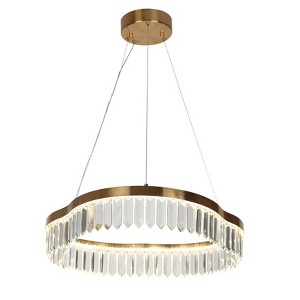 LNC Alastair 1-Lights 21.7" Luxury and Glam  Circle Integrated LED Crystal Chandelier,Gold - 1 of 4