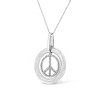 Haus of Brilliance Matte Finish Silver Diamond Accent Dancing Peace Sign Pendant Necklace - 3 of 4