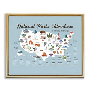 Stupell Industries National Parks Adventures USA Map Floating Frame Canvas Art - 1 of 4