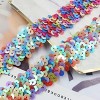Alilang Elastic Sequin Trim, 1.2 Inch 3 Row Multicolored Flat Glitter Paillette Sequin Ribbon, Metallic Stretch Sequin Strip Sewing DIY Craft, 4 Yards - 4 of 4