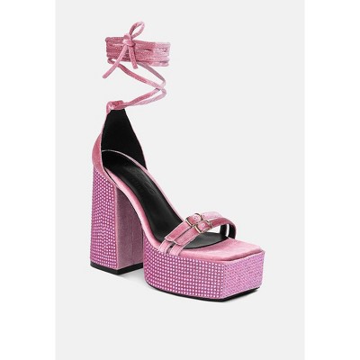 Firecrown Rhinestone Platform High Block Sandals