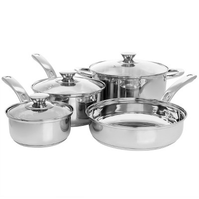 sy-kitchenware stainless steel cookware set silver