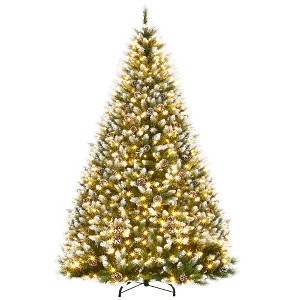 Acekool Prelit Green Pine Tree with Pinecones, Christmas Tree, Warm Glow, Foldable Stand, Foot Pedal Control - 1 of 4