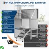 50" Stainless Steel Professional Dog Washing Station - Pet Bathing Tub w/Non-Slip Stairs & Storage Shelf - 3 of 4