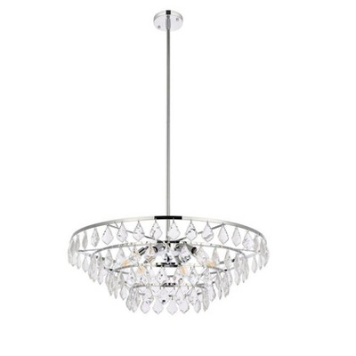 Ella 28-Inch Chrome Pendant with Crystal Accents