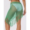 Allegra K Women's Hollow Out Beach Cover Up Fish Net Wrap Mesh Sheer Mini Tassel Skirts - 4 of 4