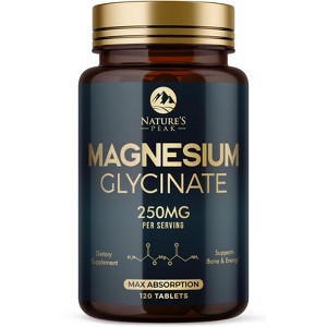 Magnesium Pills Extra Strength Chelated for Ultra Absorption Magnesium Glycinate - 120 Count By Nature's Peak - 1 of 4
