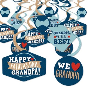 Big Dot of Happiness Grandpa, Happy Father's Day - We Love Grandfather Hanging Decor - Party Decoration Swirls - Set of 40 - 1 of 4