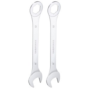 Unique Bargains CR-V 6-Point Ended Box 15 Degree Offset Open End Metric Thin Combination Wrench 2 Pcs - 1 of 4