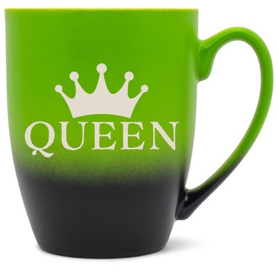 100 North Crown Royalty 10 Ounce Green and Black Two Toned Ombre, Comfortably Fits Your Hands, Ceramic Tea Coffee Cup Mug, Queen
