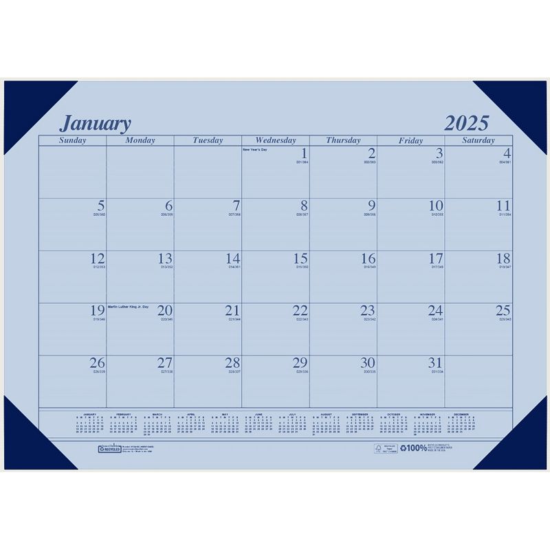House of Doolittle® Academic Ecotones Calendar Desk Pad, Orchid Paper/Cordovan Holder, Pack of 2, 2 of 3