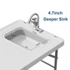 Outdoor Fish Cleaning Table with Sink, Portable Folding Camping Table with Faucet & Sprayer, Fish Cleaning Station for Outdoor Picnic, Beach Use - 3 of 4