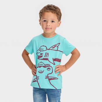 Toddler Boys' Short Sleeve Graphic T-Shirt - Cat & Jack™ Light Aqua Blue