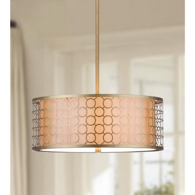 Romantic Geometric Gold Drum Pendant Light 18" Diameter