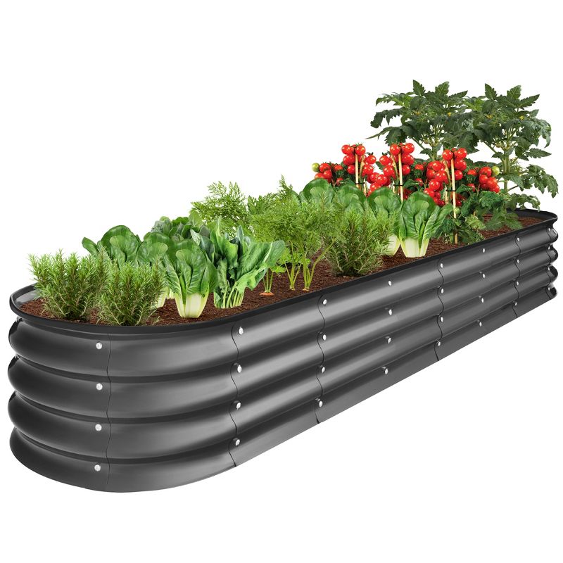 Best Choice Products 8x2x1ft Outdoor Metal Raised Oval Garden Bed, Planter Box for Vegetables, Flowers, 1 of 9