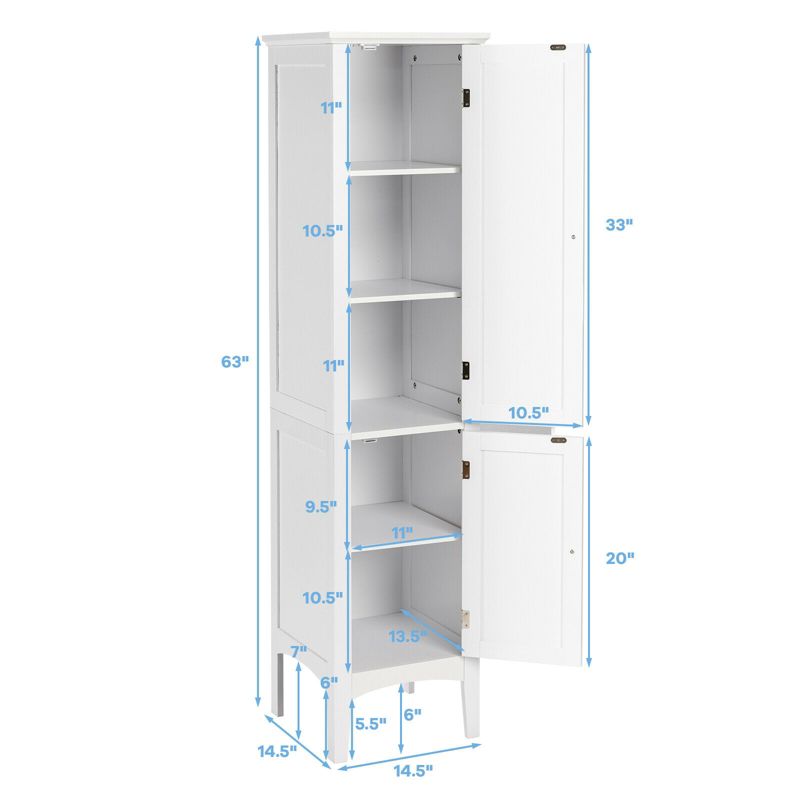 Tangkula Tall Freestanding Bathroom Storage Cabinet with 5-Tier&2 doors for living room&bathroom, 3 of 7