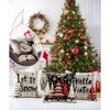Christmas Throw Pillow Covers 18x18 Set of 4,Linen Pillow Cases Vintage Nordic Snowman Tree Plaid Gray White - 4 of 4