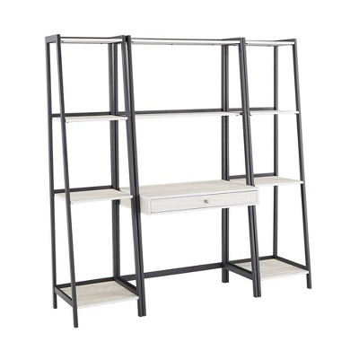 3pc Neveah Marble Ladder Desk and Bookcase Set Matte Black - Inspire Q