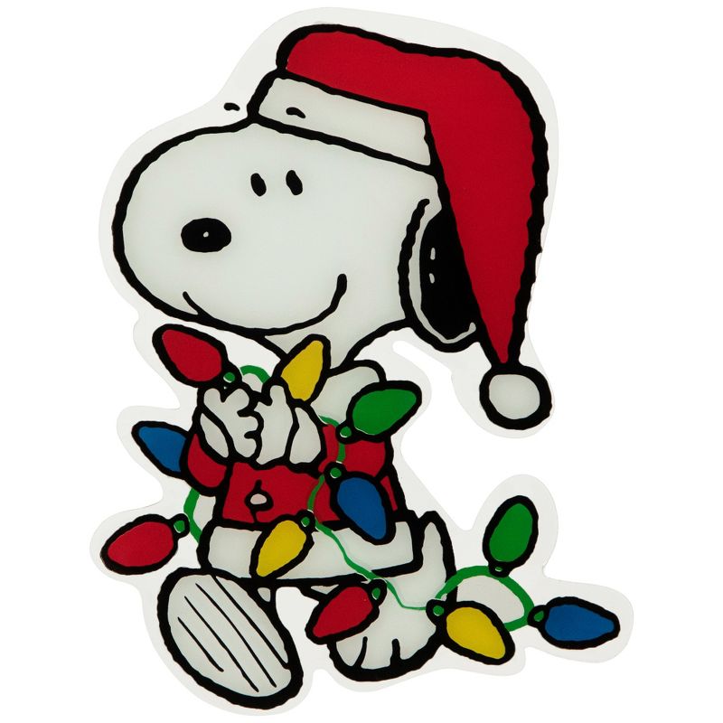 Northlight Peanuts Snoopy Gathers the Lights Double Sided Christmas Window Cling Decoration, 5 of 7