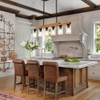 BAOURE 3-Light Farmhouse Wood Chandelier - 19.69" Rustic Rectangular Pendant Light - Black with Seed Glass Shades for Kitchen Islands & Dining - 3 of 4