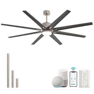 Smart Ceiling Fan with Lights and Remote APP Control Alexa Indoor Outdoor Low Profile Nickel Ceiling Fan w/ 3 Downrod for Living Room Farmhouse Patio