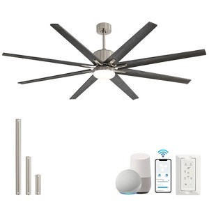 Smart Ceiling Fan with Lights and Remote APP Control Alexa Indoor Outdoor Low Profile Nickel Ceiling Fan w/ 3 Downrod for Living Room Farmhouse Patio - 1 of 4