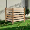 VEVOR Wood Privacy Fence, 3 Panel Slatted Air Conditioner Fence Screen, Pool Equipment Enclosure with Metal Stakes, Natural Wood Color - 2 of 4