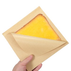 Unique Bargains Greaseproof Double Open Kraft Paper Sandwich Pretzel Food Storage Bags Brown 100 Pcs - 1 of 4