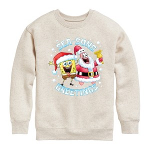 Boys' - SpongeBob SquarePants - Seasons Greetings Graphic Long Sleeve Fleece Sweatshirt - 1 of 4