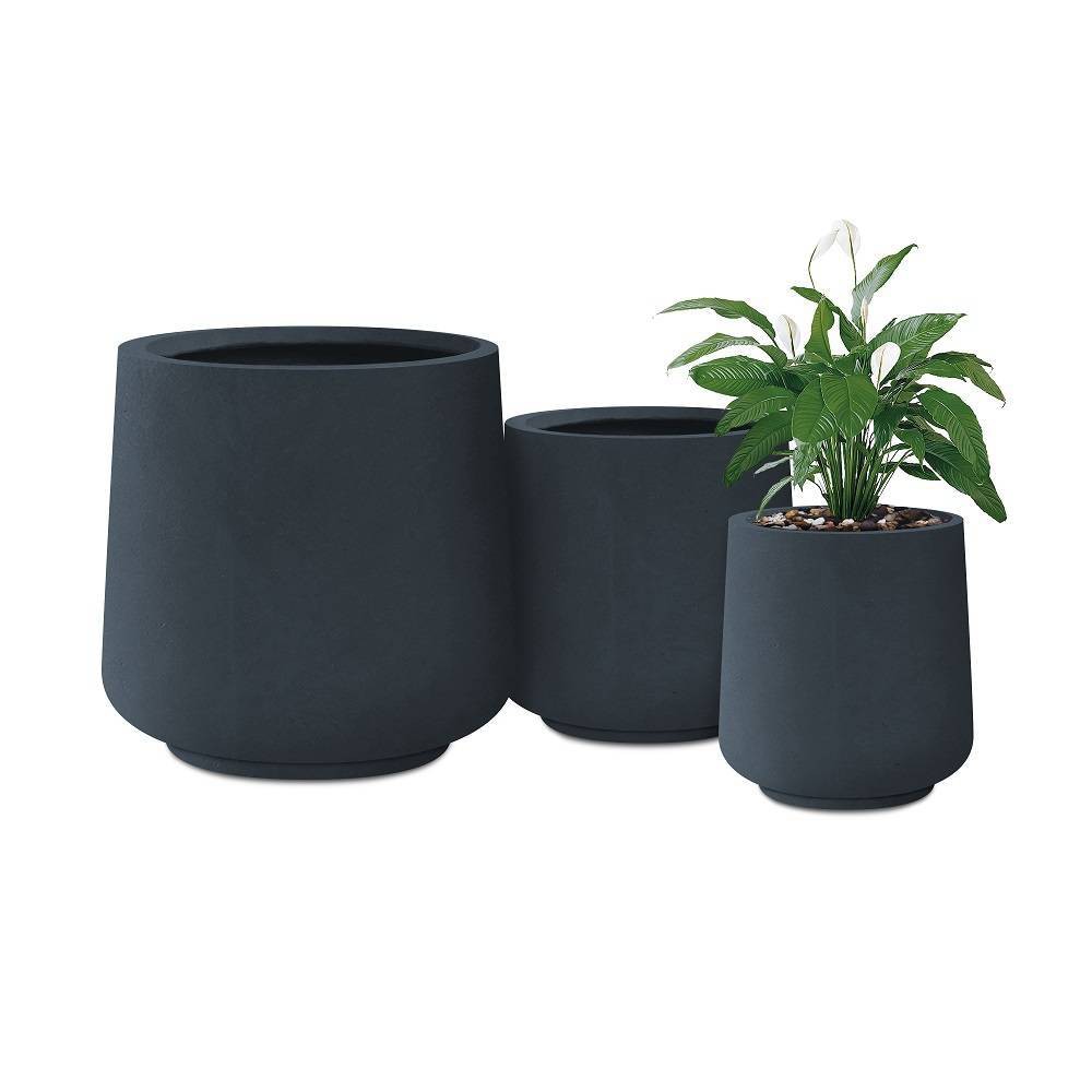 Photos - Flower Pot Rosemead Home & Garden 3pc Concrete Outdoor Planter Pot Black