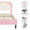 Twin Bed Frame for Kids, Upholstered Platform Bed Frame with Adjustable Headboard & Led Light, Wooden Slats Support, No Box Spring Needed - 4 of 4