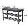 NicBex Metal Shoe Rack Bench with Cushion,Entryway Shoe Organizer with 2 Shelves,Storage Bench with Seat for Hallway,Bedroom,Living Room - 2 of 4