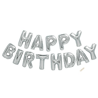 "Happy Birthday" Foil Balloon Silver - Spritz™