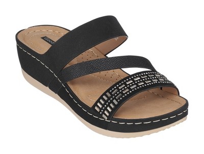 GC Shoes Tera Embellished Comfort Slide Wedge Sandals