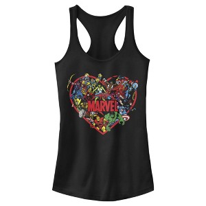 Juniors Womens Marvel Hero Heart Racerback Tank Top - 1 of 4