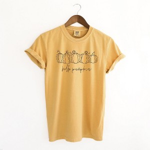 Simply Sage Market Women's Hand Drawn Hello Pumpkin Short Sleeve Garment Dyed Tee - 1 of 2