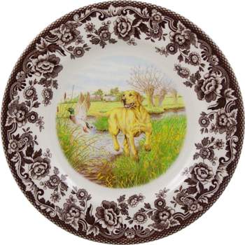 Spode Woodland 8” Dinner Plate, Perfect For Thanksgiving And Other Special Occasions, Made In England, Dog Motifs