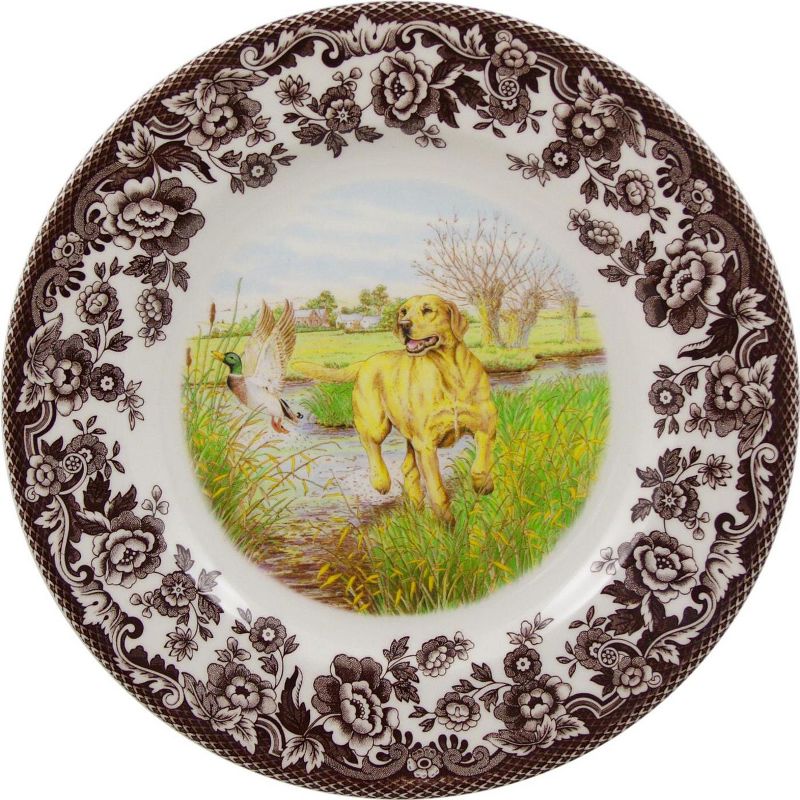 Spode Woodland 8” Dinner Plate, Perfect For Thanksgiving And Other Special Occasions, Made In England, Dog Motifs, 1 of 3