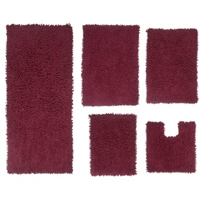 Fantasia Bath Rug Collection Cotton Shaggy Pattern Tufted Set of 5 Bath Rug Set - Home Weavers