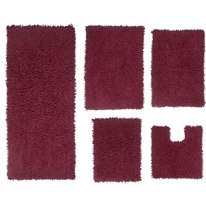 Fantasia Bath Rug Collection Cotton Shaggy Pattern Tufted Set of 5 Bath Rug Set - Home Weavers - 1 of 3