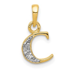 Black Bow Jewelry The Chloe Mini Diamond Accent initial C Pendant in 14k Yellow Gold - 1 of 4