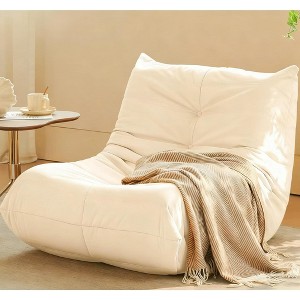 Angel Sar 35Inch Luxury Accent Chair, White Microfiber Button-Tufted Comfy Chair, Armless Living Room Furniture - 1 of 4