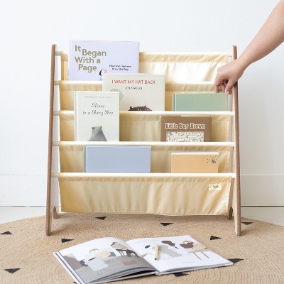 Beige Recycled Fabric Kids 4-Tier Book Rack